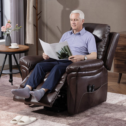 Massage Recliner Chair, Lift Chair with Heat, USB, Remote, Brown