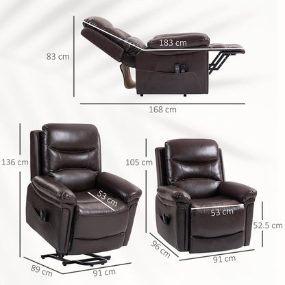 Massage Recliner Chair, Lift Chair with Heat, USB, Remote, Brown