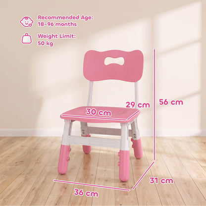 Set of 2 Height-Adjustable Kids' Desk Chairs - Pink & White