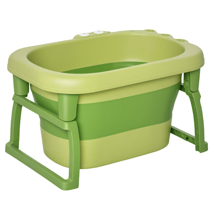 Foldable Baby Bathtub for Newborns Infants Toddlers w/ Stool - Green