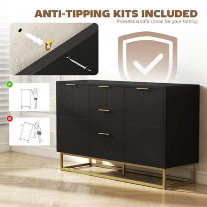 Sideboard Storage Cabinet with Adjustable Shelves, Black