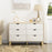 Wide Chest of Drawers, 6-Drawer Storage Organiser Unit with Wood Legs for Bedroom, Living Room, White and Brown