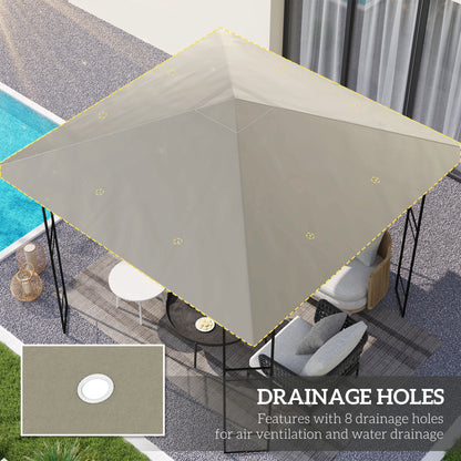 3 x 3(m) Gazebo Canopy Replacement Cover with Drain Holes, Grey