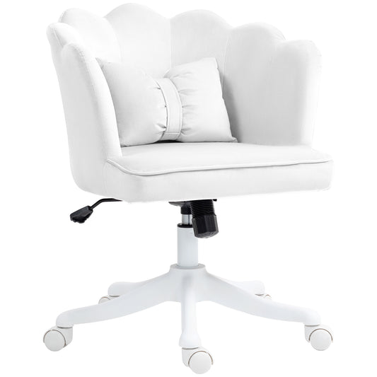 Armless Desk Chair Home Office Chair w/ Wide Seat Tilt Function White