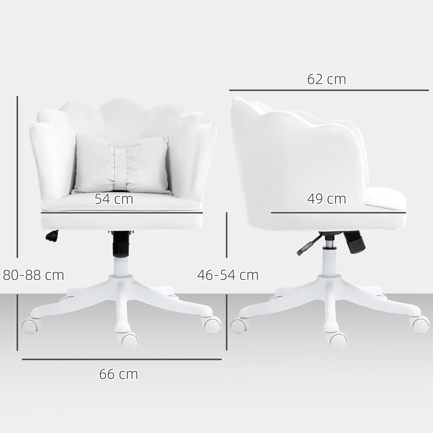 Armless Desk Chair Home Office Chair w/ Wide Seat Tilt Function White