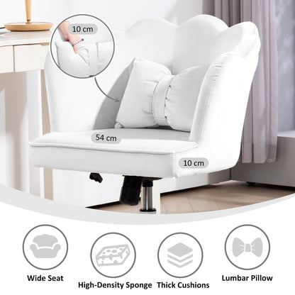 Armless Desk Chair Home Office Chair w/ Wide Seat Tilt Function White
