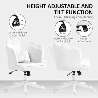 Armless Desk Chair Home Office Chair w/ Wide Seat Tilt Function White