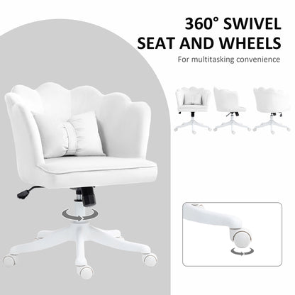 Armless Desk Chair Home Office Chair w/ Wide Seat Tilt Function White