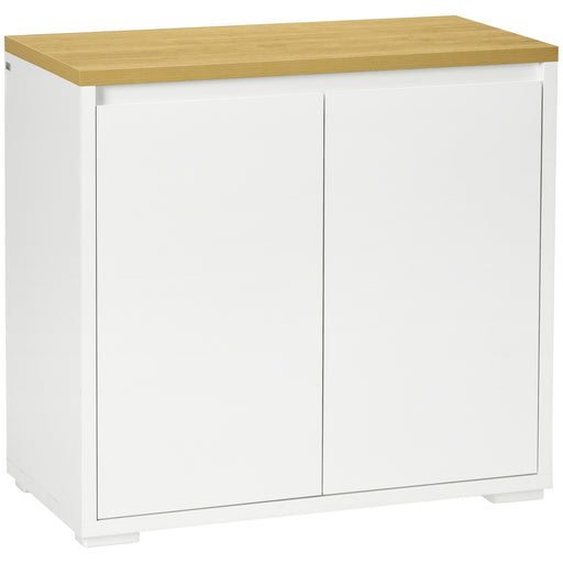 Sideboard Cabinet, Kitchen Storage Cabinet with Double Doors and Adjustable Shelf for Living Room, Entryway, White