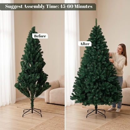 Artificial Christmas Tree with Hinged Design, 210cm Fir Tree
