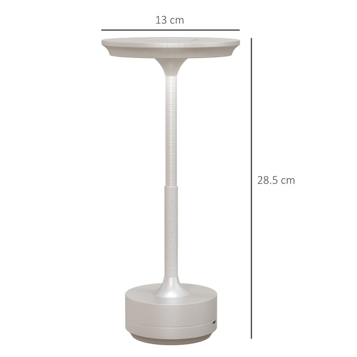 Cordless Table Lamp, Touch LED Desk Lamp with 4000mAh Rechargeable Battery, 3 Colour, for Bedroom Living Room, Silver