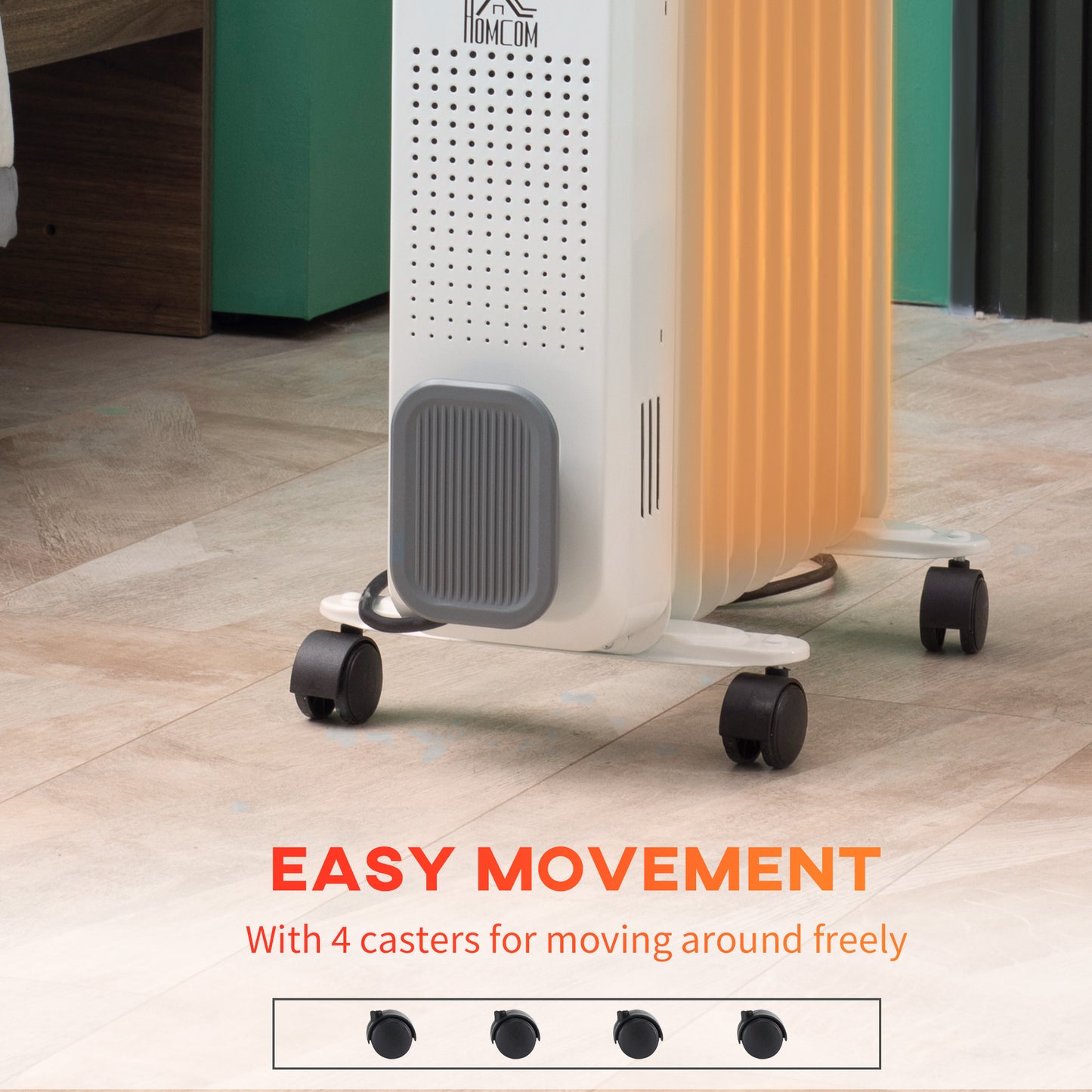 Oil Filled Radiator Portable Heater W/ 9 Fin, 3 Heat Settings White