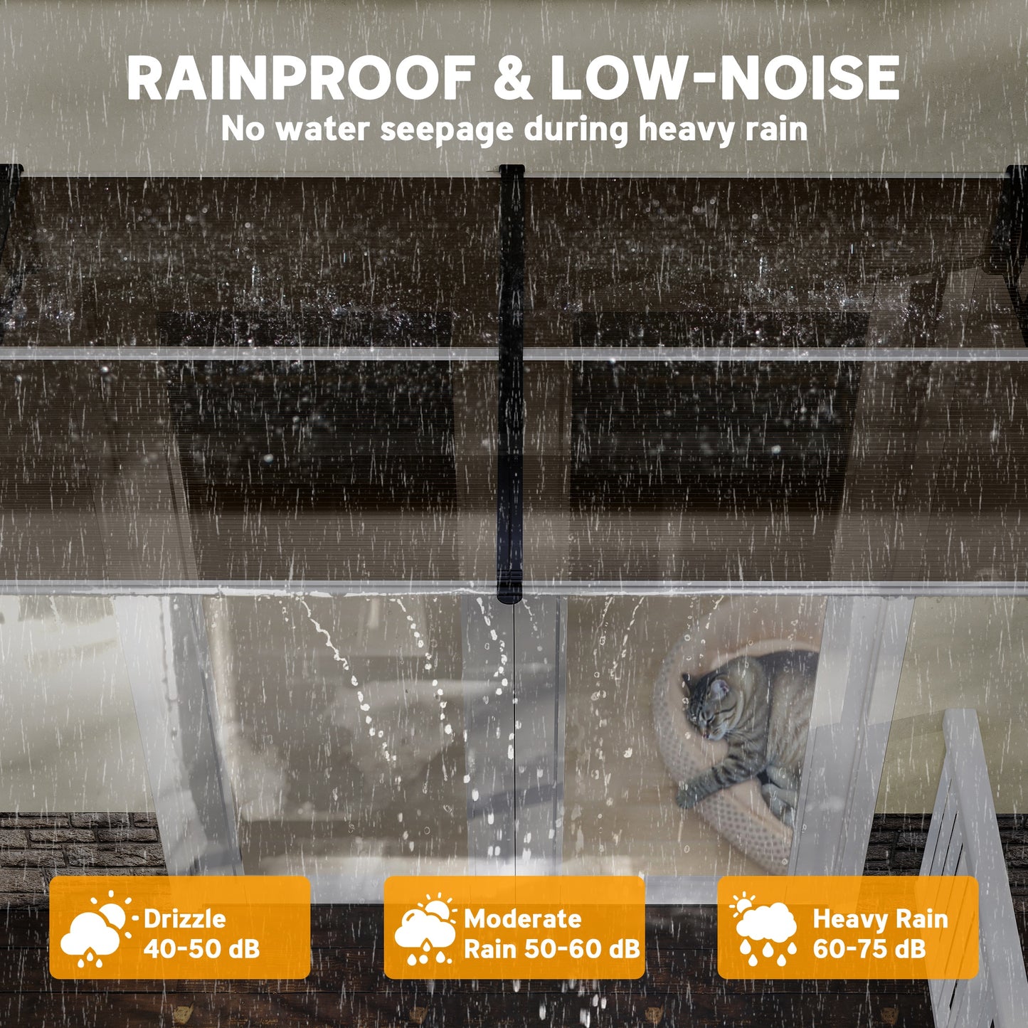 Door Canopy Outdoor Awning Rain Shelter for Window Porch, Brown