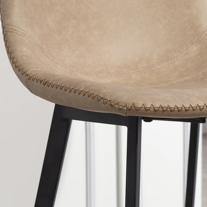 Bar Stools Set of 2, Bar Chairs with Back and Steel Legs, Light Brown