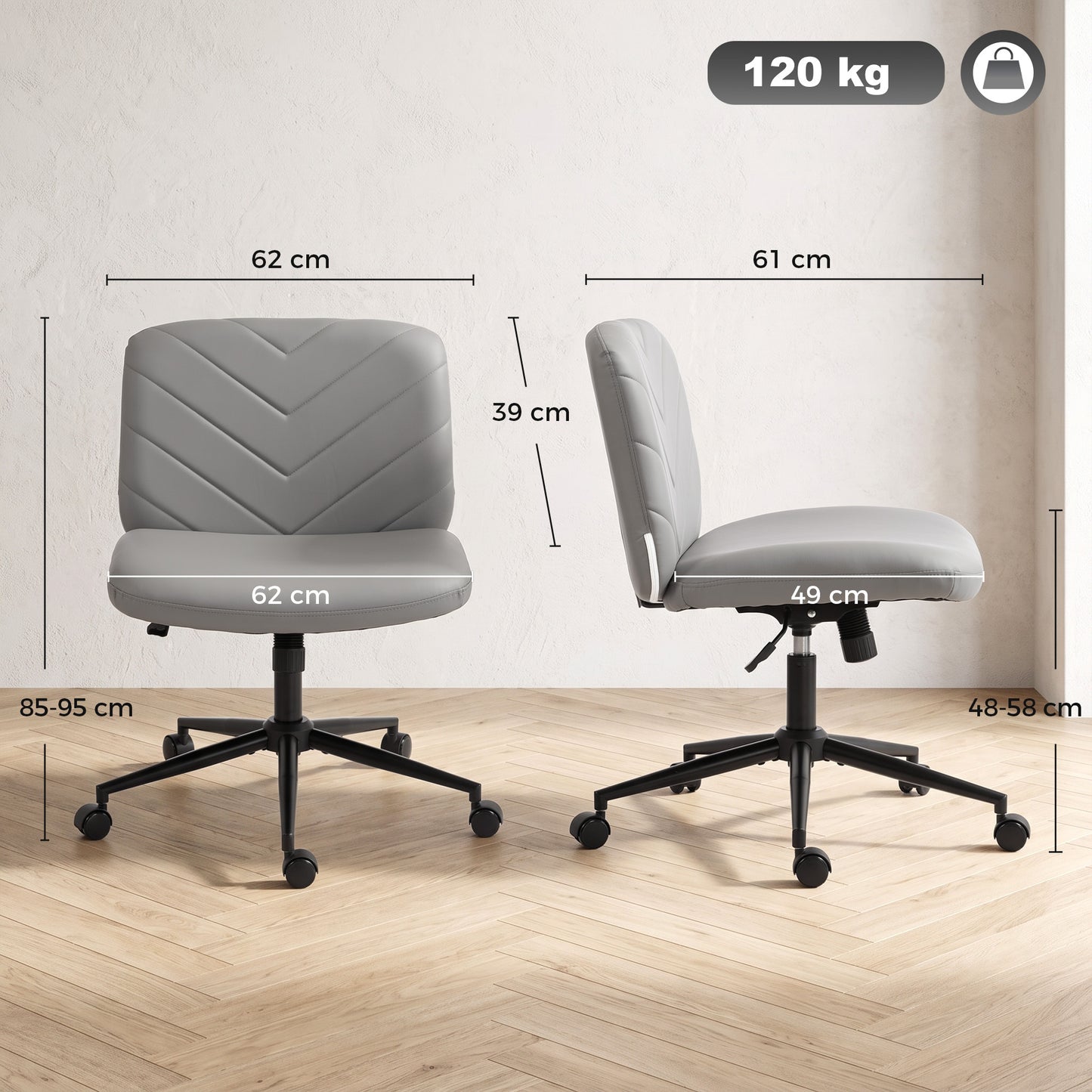 Criss Cross Legged Office Chair Height Adjustable Grey