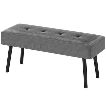 End of Bed Bench with Thick Padding and Steel Legs for Entryway, Grey