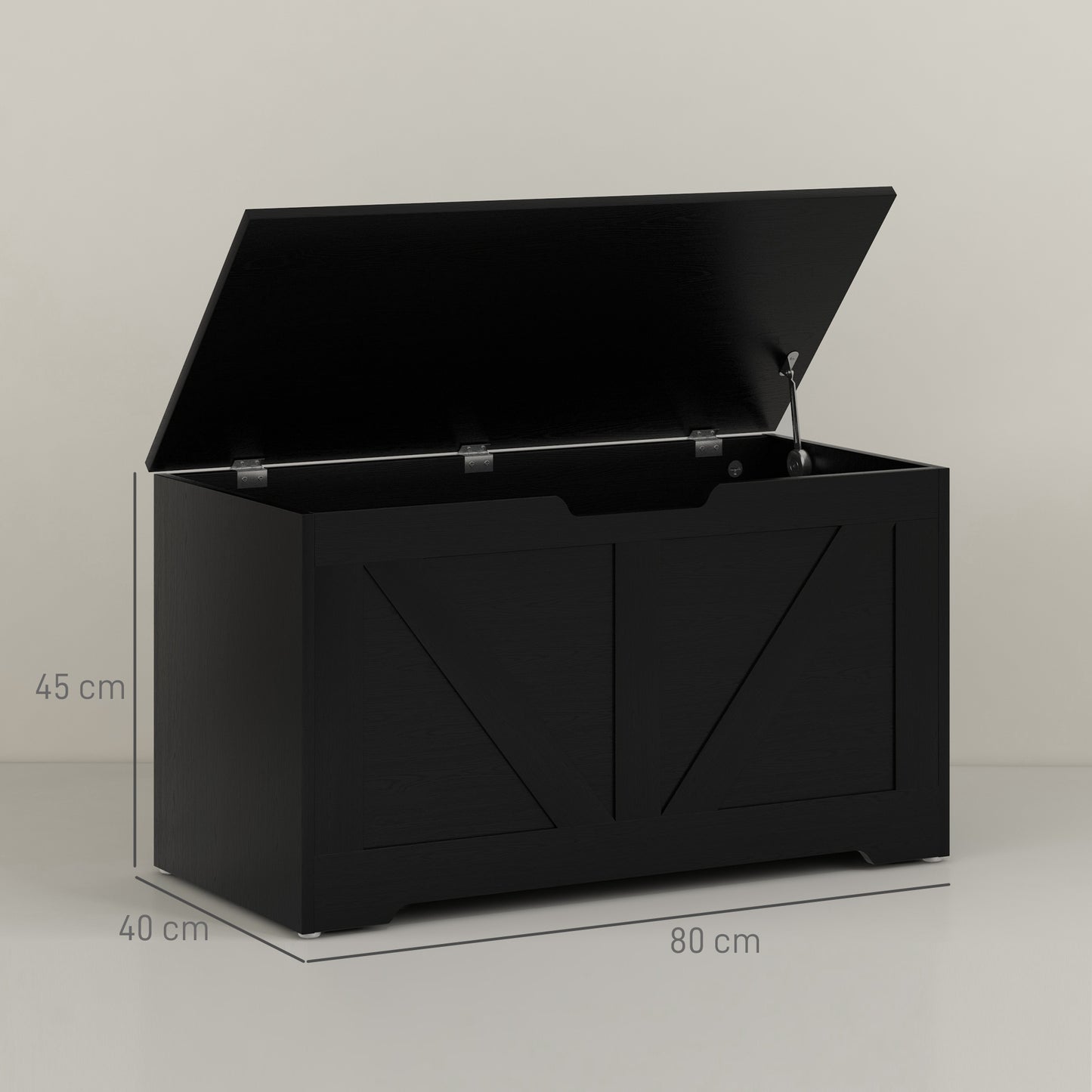 Storage Trunk for Living Room, with Safety Hinges, 80cm, Black