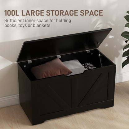 Storage Trunk for Living Room, with Safety Hinges, 80cm, Black