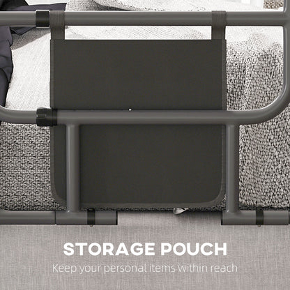 Folding Bed Rail for Elderly Adults, Bed Assist Rail with Storage Pocket Easy to Install, MaximumLoad 135kg, Black