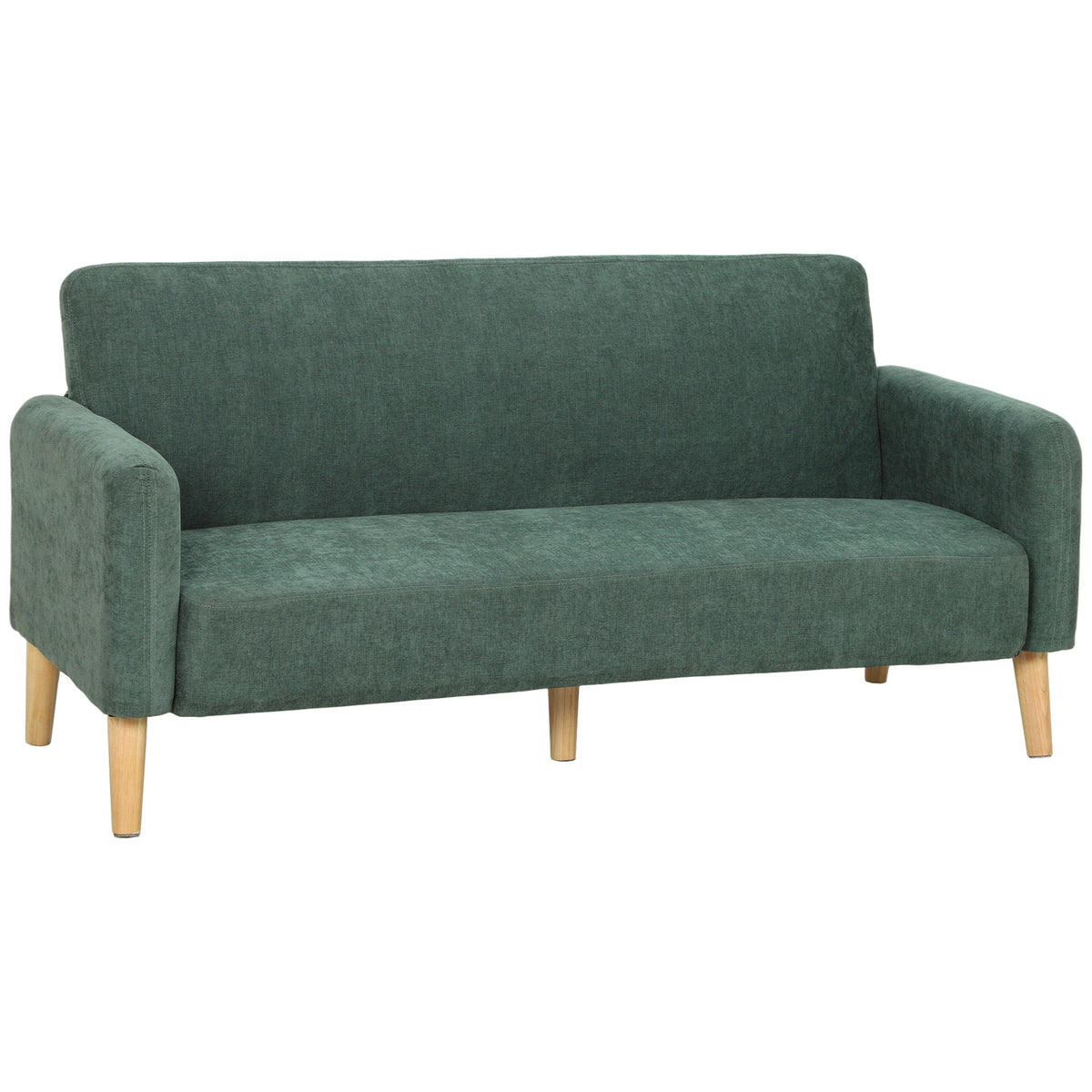 2 Seater Sofa, Velvet Small Couch with Plush Backrest, Dark Green