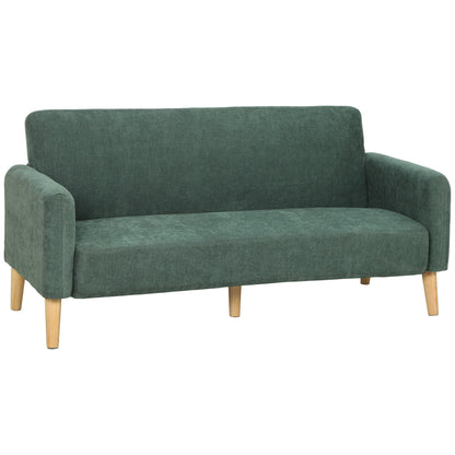 2 Seater Sofa, Velvet Small Couch with Plush Backrest, Dark Green