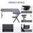 L-Shaped Corner Computer Desk Laptop Workstation PC Table Home Office With CPU Stand Black