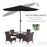 2 x 3(m) Garden Parasol Umbrella, Rectangular Outdoor Market Umbrella Sun Shade with Crank & Push Button Tilt, 6 Ribs, Aluminium Pole, Black