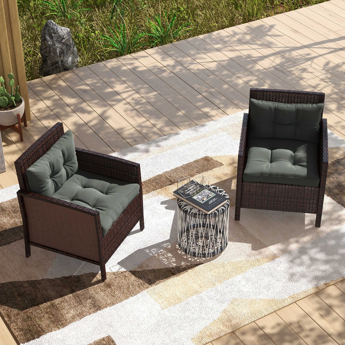 4-Piece Seat Cushions Back Pillows Replacement, Patio Chair Cushions Set for Indoor Outdoor, Grey