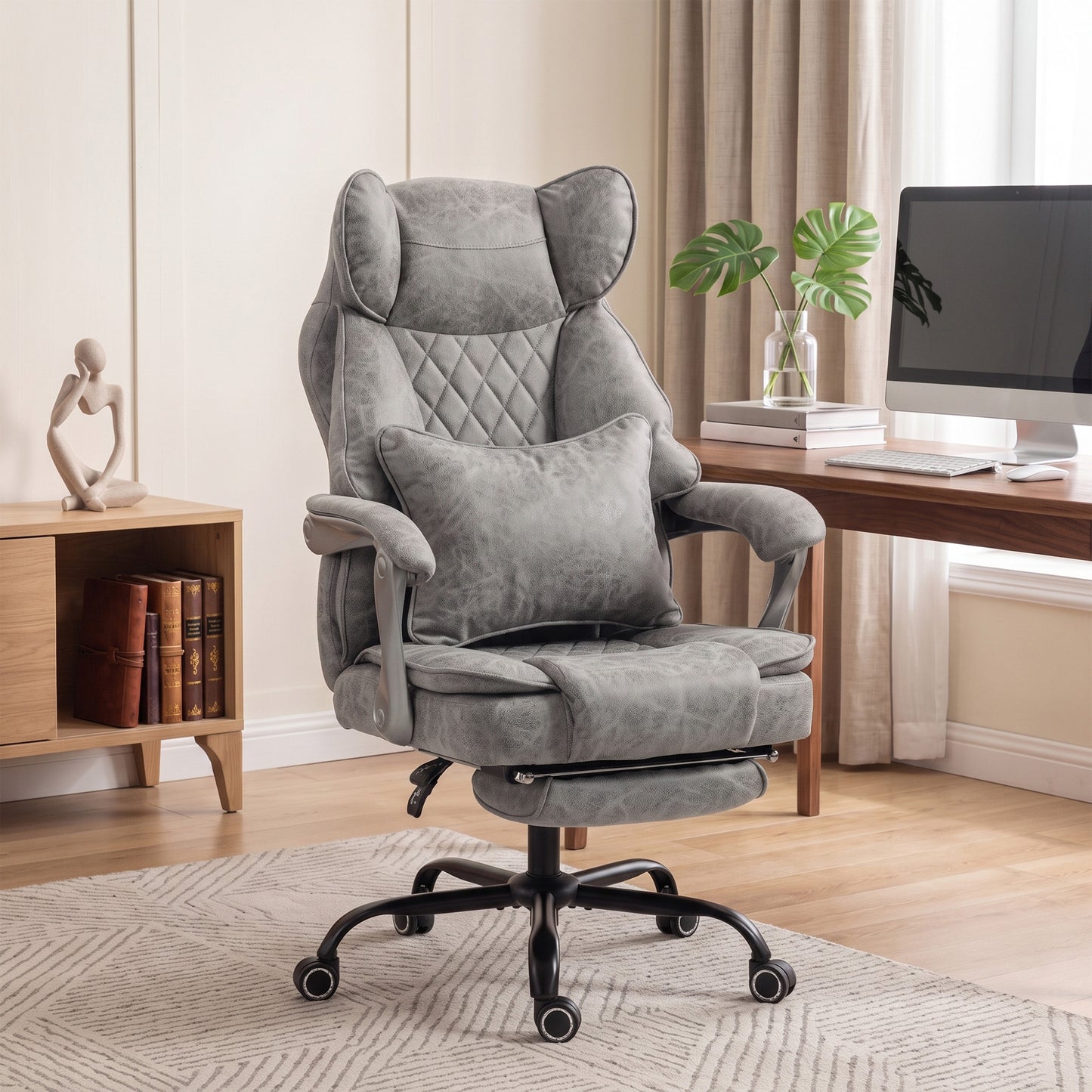 Big and Tall Office Chair with Lumbar Support, Grey