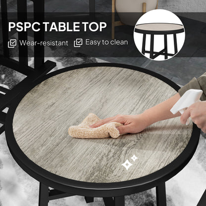 3 Piece Patio Bistro Set with Plastic Top, 2 Stackable Chairs, Grey