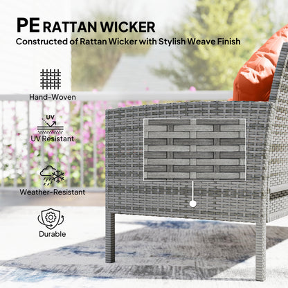 5Pcs Rattan Dining Corner Sofa Set, Garden Furniture Set, Orange