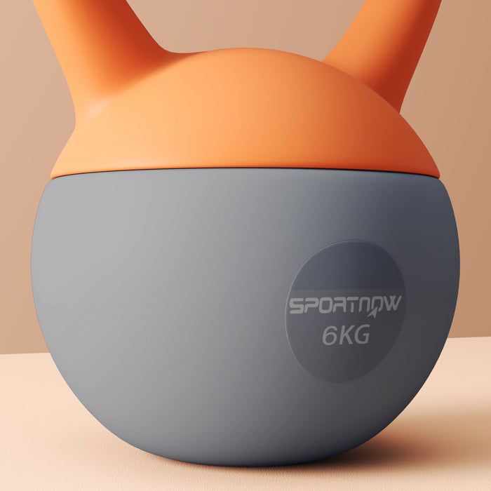 6KG Kettlebell with Soft Body and Non-Slip Handle, Orange and Grey