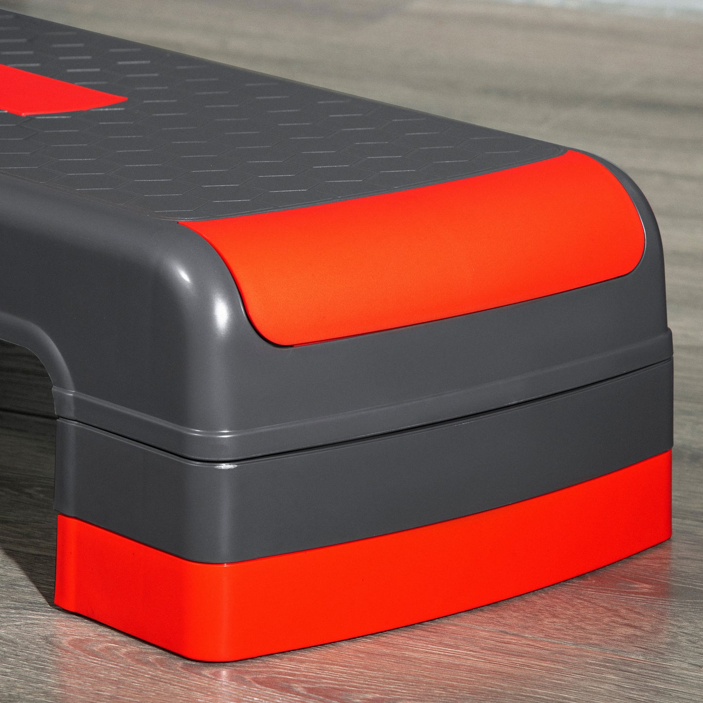 Aerobic Step Three-Level Adjustable Exercise Stepper, Grey and Red