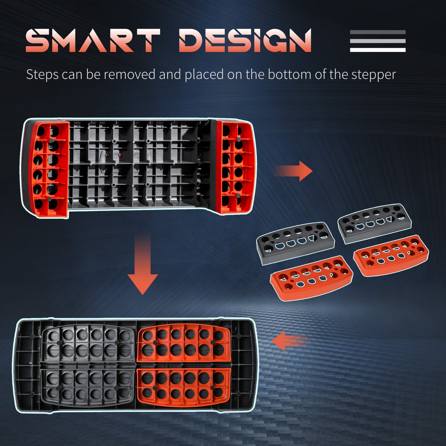 Aerobic Step Three-Level Adjustable Exercise Stepper, Grey and Red