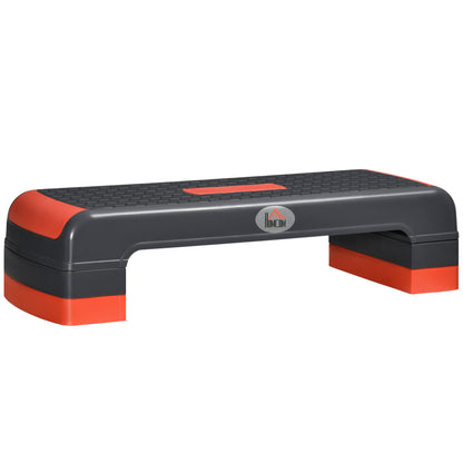 Aerobic Step Three-Level Adjustable Exercise Stepper, Grey and Red