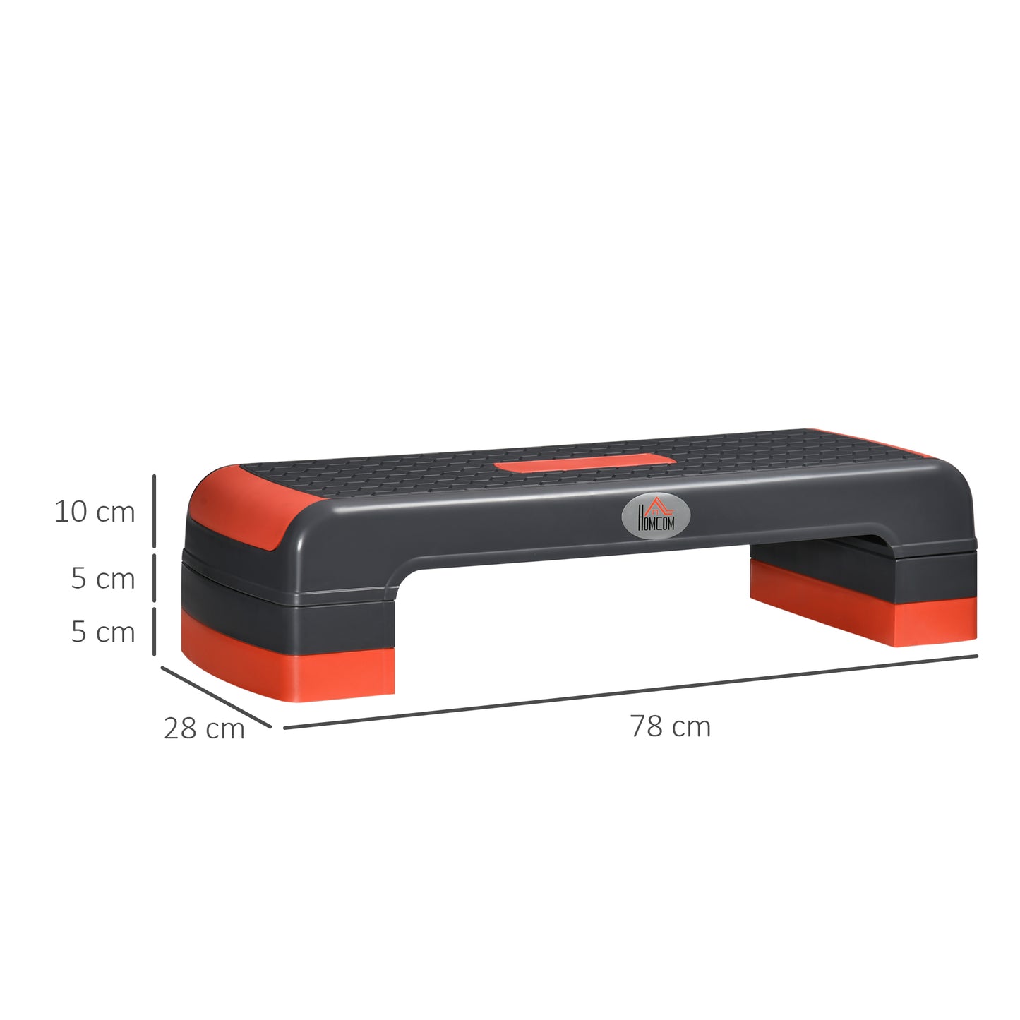 Aerobic Step Three-Level Adjustable Exercise Stepper, Grey and Red