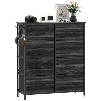 Fabric Chest of Drawers, 8 Drawer Dresser for Bedroom, Black
