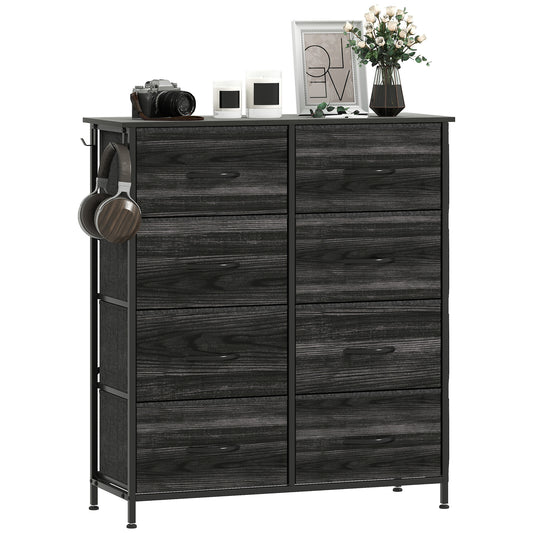 Fabric Chest of Drawers, 8 Drawer Dresser for Bedroom, Black