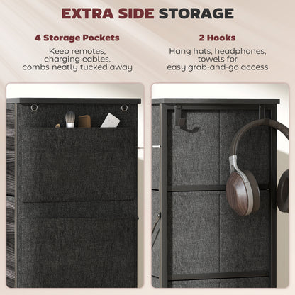 Fabric Chest of Drawers, 8 Drawer Dresser for Bedroom, Black