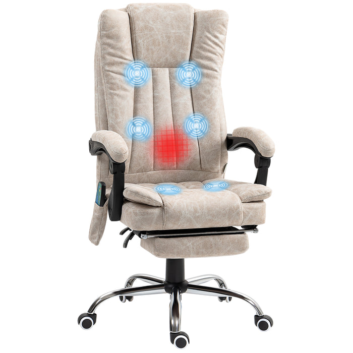 6-Point Vibrating Heat Massage Chair w/ Microfibre Upholstery Cream