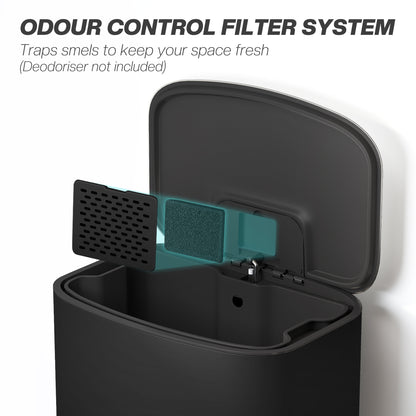 Pedal Bin with Soft-Close Lid, 50L Kitchen Bin with Carry Handle Black