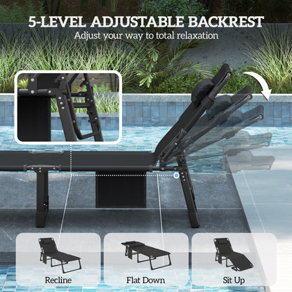 Folding Sun Lounger, Oversized Camping Bed, Blue