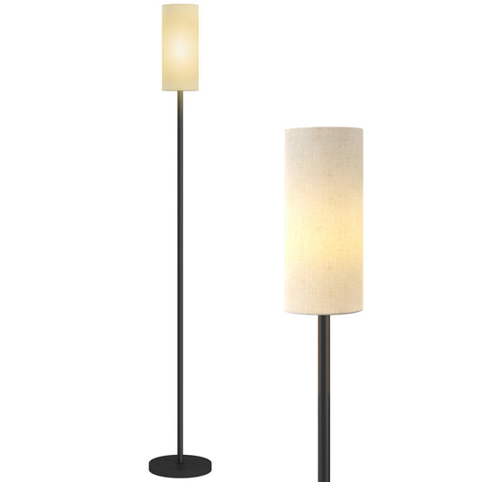 Floor Lamp with Linen Shade & Foot Switch for Living Room, White