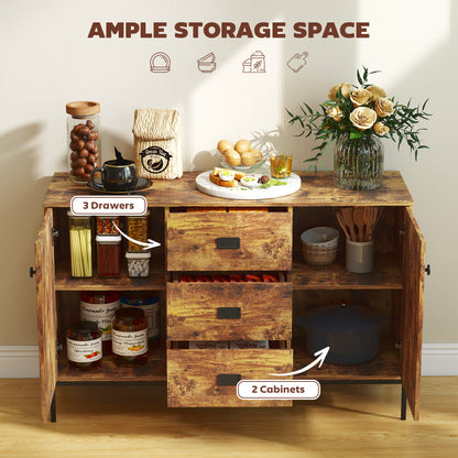 Modern Sideboard, Storage Cabinet, Accent Cupboard Rustic Brown