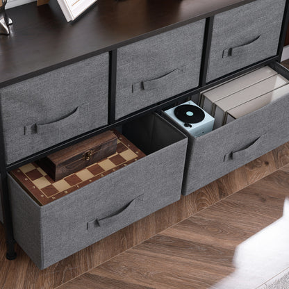 Chest of Drawers, 5 Drawer Fabric Dresser for Bedroom, Dark Grey