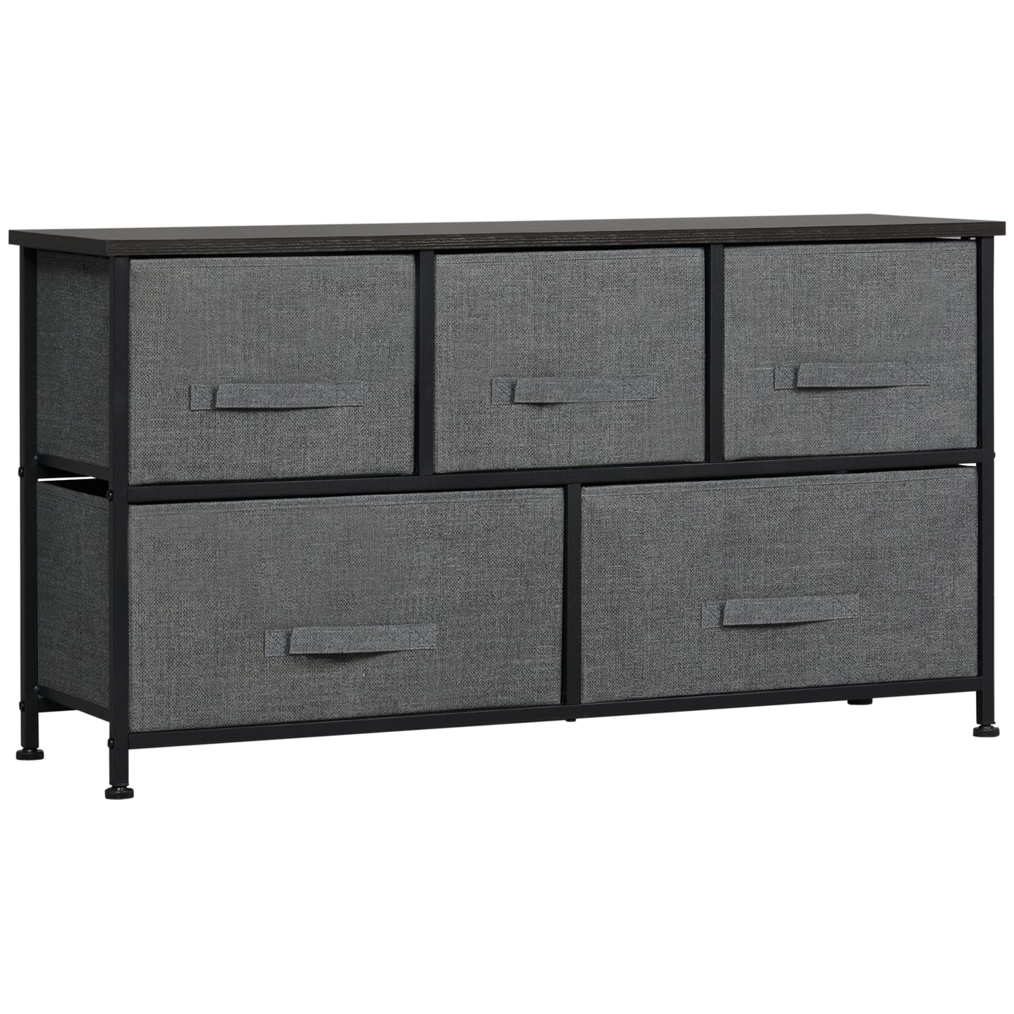 Chest of Drawers, 5 Drawer Fabric Dresser for Bedroom, Dark Grey