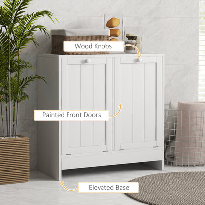 kleankin Tilt-out Laundry Storage Cabinet with 2 Compartment Hampers, White