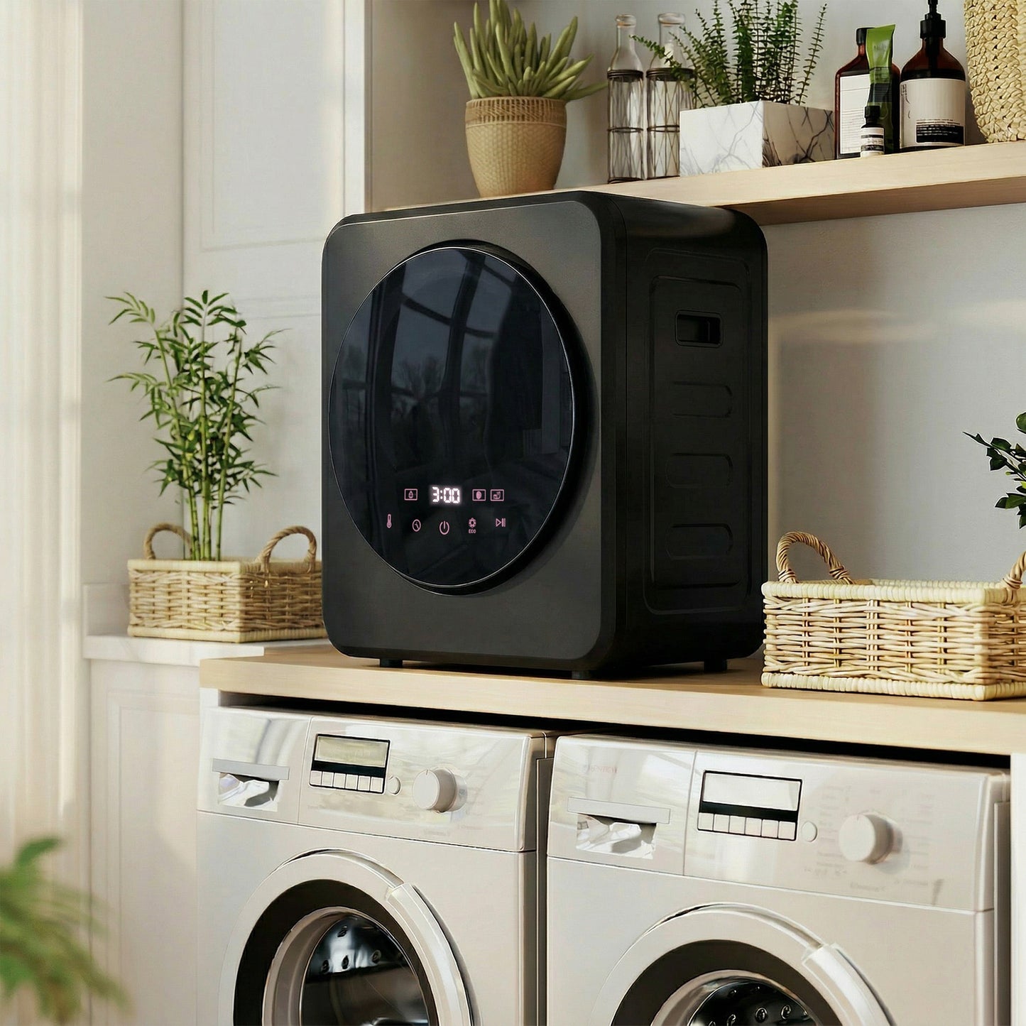 800W Compact Dryer Machine, 4 kg Small Vented Tumble Dryer, Black