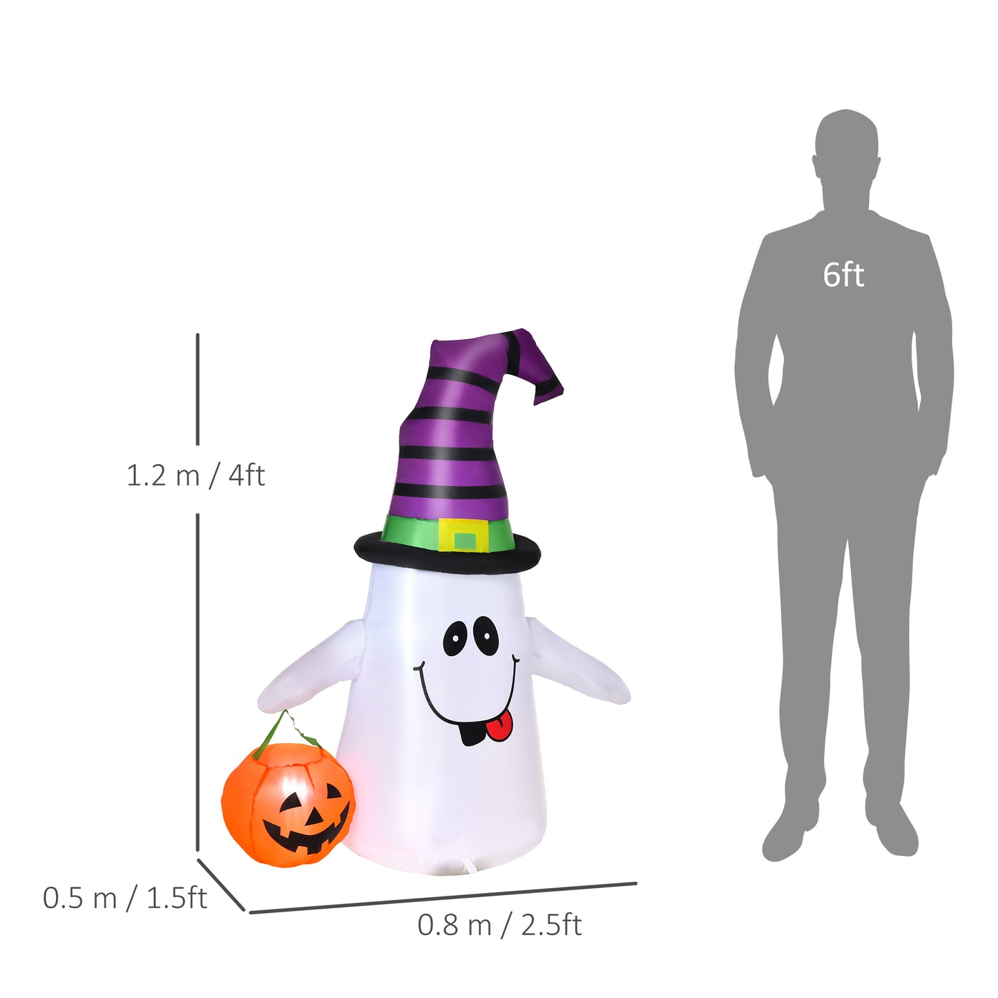 1.2m Witch Ghost Halloween Inflatable Decoration Lights Fan Outdoor Fun