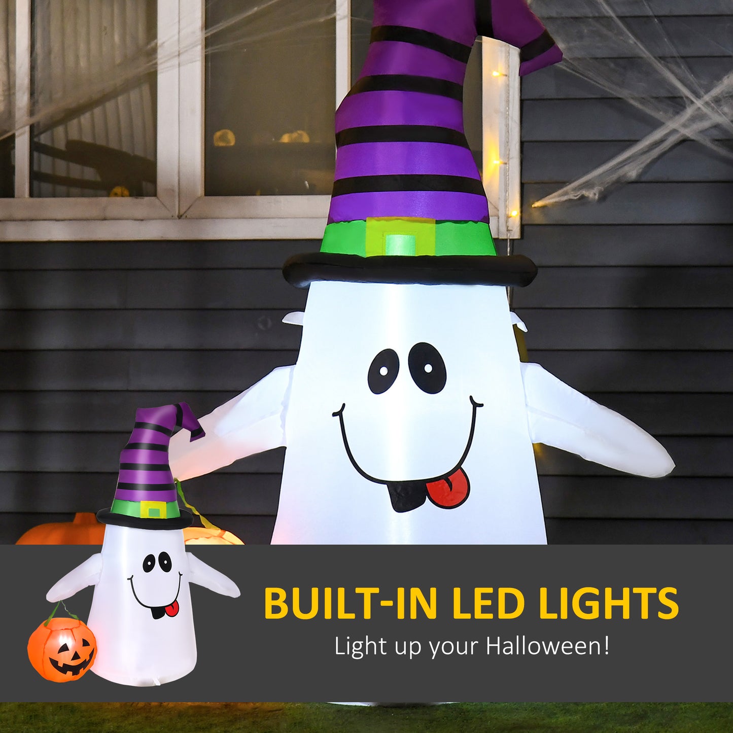 1.2m Witch Ghost Halloween Inflatable Decoration Lights Fan Outdoor Fun